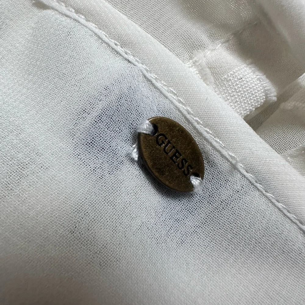 GUESS Sheer Long Sleeve Blouse With Lace Detail - Picture 6 of 8